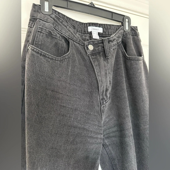 Cross over wide leg High rise Jeans, faded Black denim, size 28 - Picture 4 of 4